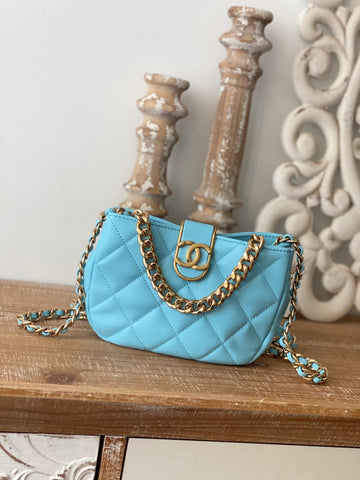 CHLSmall Hobo Bag Gold Hardware Blue For Women, Women’s Handbags, Shoulder Bags 7.5in/19cm