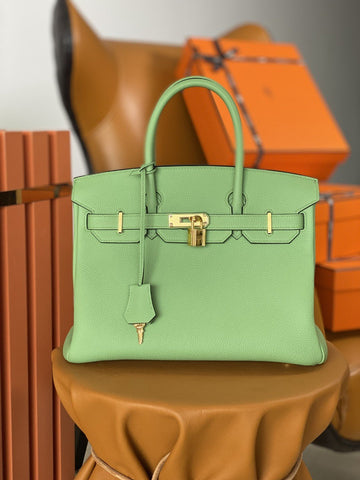 Top Quality Birkin Nata Swift Green For Women Gold Toned Hardware 10in/25cm