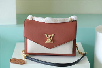 Top Quality Mylockme Chain Bag Brown/ Quartz White For Women,  Shoulder and Crossbody Bags 8.9in/22.5cm Top Quality
