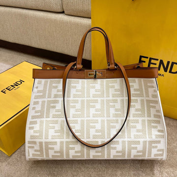 FI Top Quality X-tote Bag White Canvas For Women, Handbags, Shoulder Bags 16.1in/41cm FF 8BH374