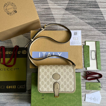 gg Mini Shoulder Bag With Interlocking G Beige For Women, Women’s Bags 7.9in/20cm gg â671620 UULBT 9683