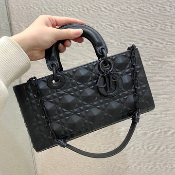 Top Quality Lady D-Joy Bag Black Cannage with Beaded Motif, Brown Handbags, 26cm CD M0540SNEA_M900