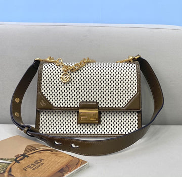 FI MeTop Qualityum Kan U White and Brown Bag For Woman 25cm/10in
