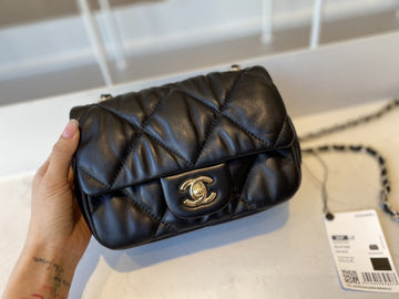CHLSmall Flap Bag Gold Hardware Black For Women, Women’s Handbags, Shoulder Bags 7.5in/19cm AS2232