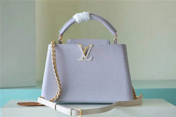 Top Quality Capucines MM Taurillon Light Blue/ Creme For Women,  Shoulder And Crossbody Bags 31.5cm/12.4in Top QualityÂ 