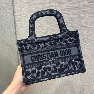 Top Quality Mini Book Tote Mizza Embroidery, Blue/Black Handbags, 23cm CD S5475ZRTop Quality_M962