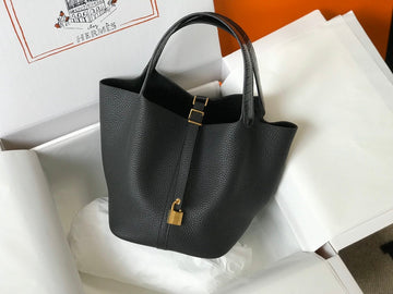 Top Quality Picotin Lock 18 Bag Black With Gold-Toned Hardware For Women, Handbags 7.1in/18cm