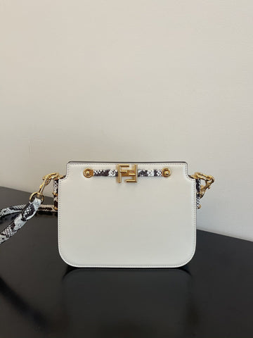 Top QualityTop Quality Touch White with Snakeskin Detail Bag For Woman 19cm/7.5in