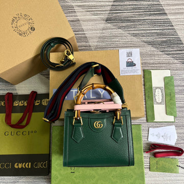 gg Diana Mini Tote Bag Green For Women, Women’s Bags 7.9in/20cm gg â702732 U3ZDT 3670