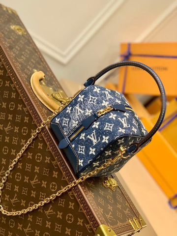 Top Quality Square Bag Denim Jacquard Blue By Nicolas Ghesquiere For Women, WoBags 6.3in/16cm Top Quality M59611