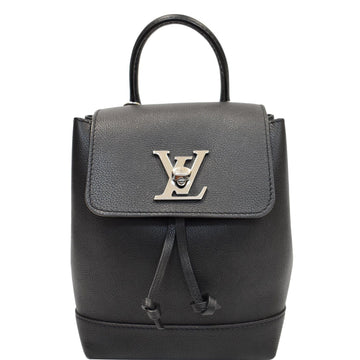 LOUIS VUITTON Lockme Calfskin Leather Backpack Bag Black