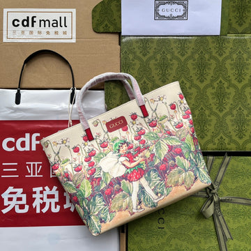 gg Children’s Tote Bag With Strawberry Fairy Print White For Women, Women’s Bags 7.9in/20cm ggâ