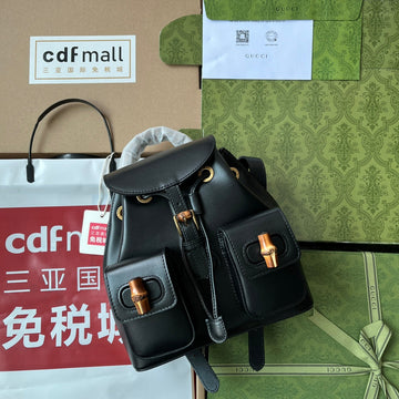 gg Bamboo Small Backpack Black For Women, Women’s Bags 8in/22cm gg â702101 UZY0T 1000