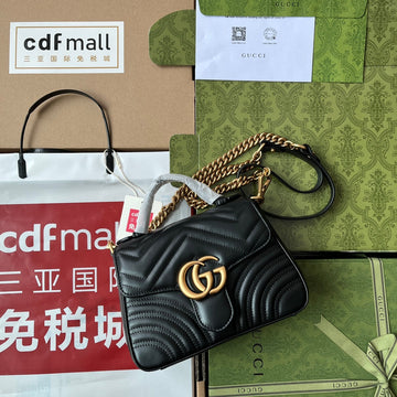 gg Marmont Mini Top Handle Bag Black For Women, Women’s Bags 8.3in/21cm gg â547260 DTDIT 1000