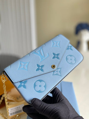 Top Quality Felicie Pochette Tourterelle Blue Monogram Empreinte For Women, WoWallet 8.3in/21cm Top Quality