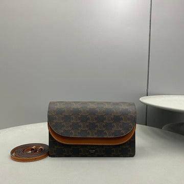 Top Quality Wallet On Strap In Triomphe Canvas Brown For Women 8in/20cm 10D852CG9.04LU