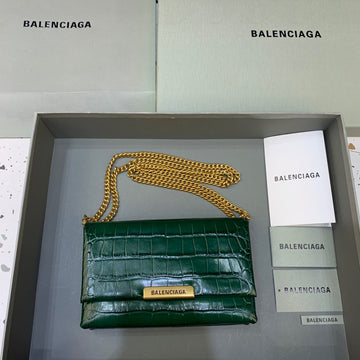 Top Quality Triplet Small Bag CrocoTop Qualityle Embossed Green, For Women,  Bags 8.3in/21cm