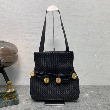 Top Quality Intrecciato Shoulder Bag Black, For Women, Womenâs Bags 10.2in/26cm