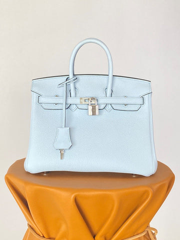 Top Quality Birkin Nata Swift Light Blue For Women SiTop Qualityer Toned Hardware 10in/25cm