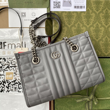 gg Marmont Small Tote Bag Dark Grey MatelassÃ© For Women 10in/26.5cm 681483 UM8BN 1711