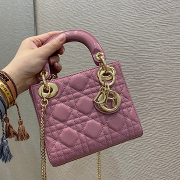 Top Quality Mini Lady Bag with Chain Gold Toned Hardware, Coral Pink, For Women WomenÂs Handbags, 18cm CD