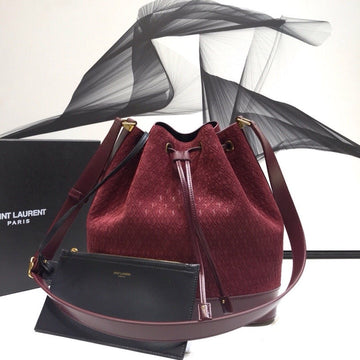 YSSL All-Over Monogram Bucket Bag Burgundy For Women 10.5in/27cm YSLÂ 
