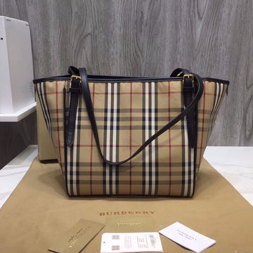 Top Quality The Small Canter Horseferry Check Tote Black For Women, Womens Bags 11.6in/29.5cm