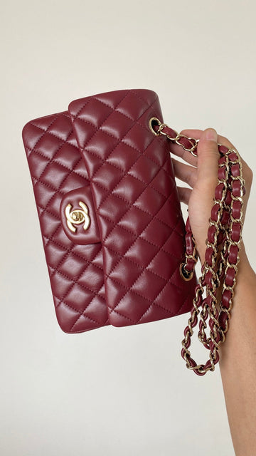 CHLSmall Classic Handbag Dark Red For Women, Women’s Bags 9.1in/23cm