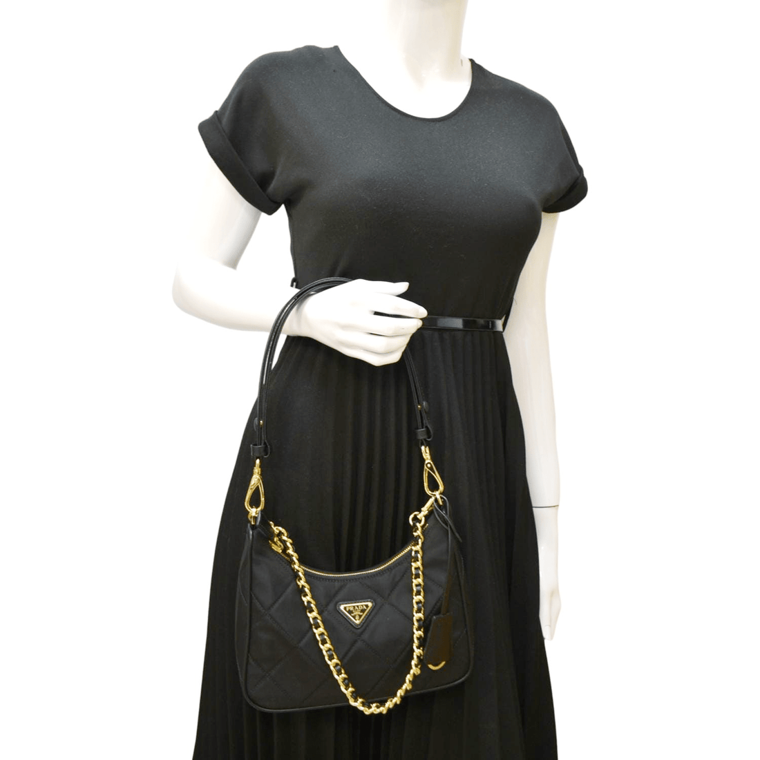 PRADA Re-Edition 1995 Re-Nylon Chain Shoulder Bag Black