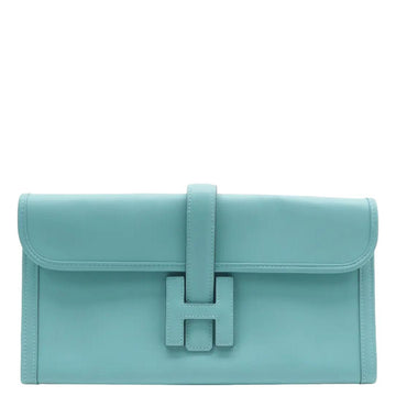 HERMES Jige Elan 29  Leather Clutch Wallet Light Blue