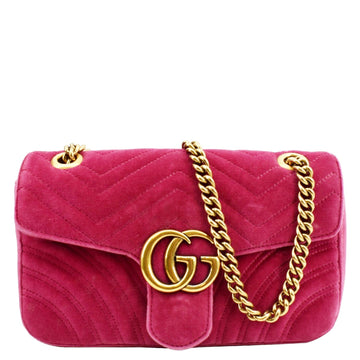 GUCCI GG Marmont Velvet Small Crossbody Bag Pink 443497
