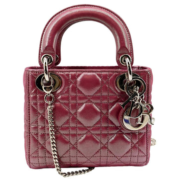 CHRISTIAN DIOR Mini Lady Dior Pearlescent Cannage  Shoulder Bag Pink