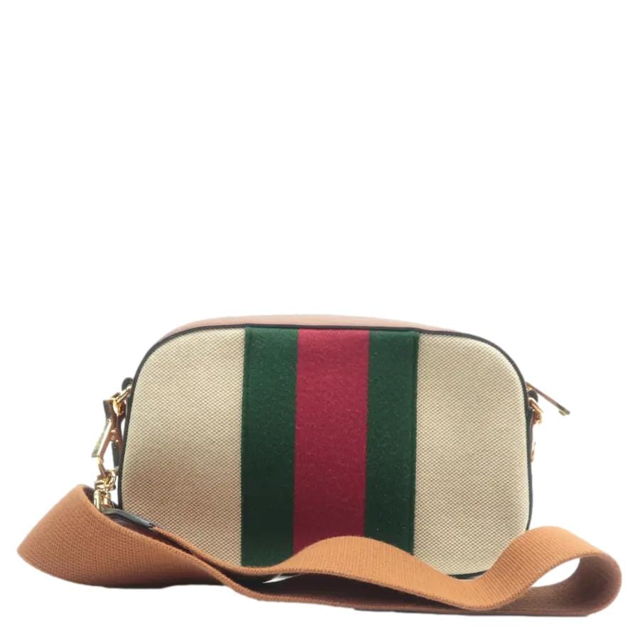 GUCCI  Web Canvas Shoulder Bag Beige 575073