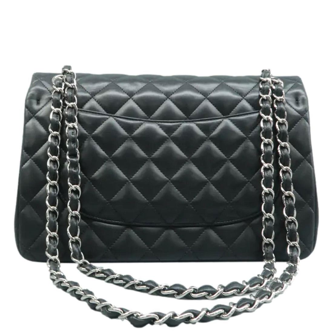 CHANEL Jumbo Classic Double Flap Quilted Leather Shoulder Bag Black