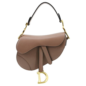 CHRISTIAN DIOR Saddle  Leather Satchel Bag Rose Taupe