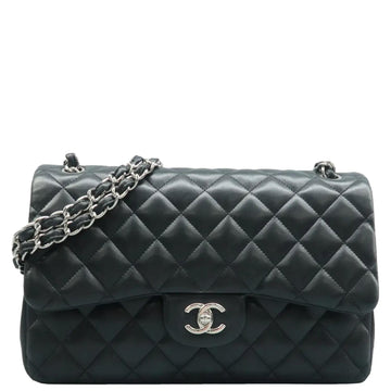 CHANEL Jumbo Classic Double Flap Quilted Leather Shoulder Bag Black
