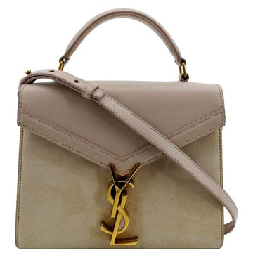 YVES SAINT LAURENT Cassandra Mini  Leather Shoulder Bag Cream