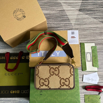 gg Jumbo gg Mini Bag Camel And Ebony Jumbo gg Canvas For WomenÂ  8.9in/22.5cm gg 696075 UKMDG 2570