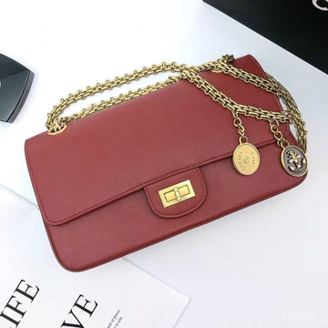 CHLMaroon Medallion Nude Reissue 2.55 Classic 225 Top Qualityap Red Bag For Women 24cm/9.4in