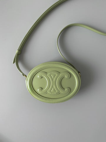 Top Quality Crossbody Oval Purse Cuir Triomphe Mint Green For Women 6in/16cm