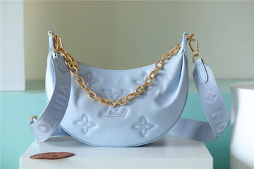 Top Quality Over The Moon Bag Handbags For Women In Bleu Glacier Blue 10.8in/28cm Top Quality M59825