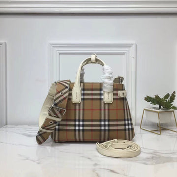 Top Quality Small Banner  Check And Tote White For Women, WomenÃ¢ÂÂs Bags 10.5in/26cm