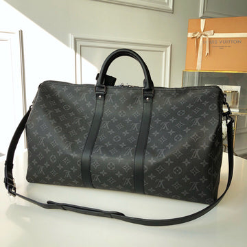 Top Quality Keepall Bandouliere 55 Monogram Eclipse Canvas For Men, Bags, Travel Bags 21.7in/55cm Top Quality M40605