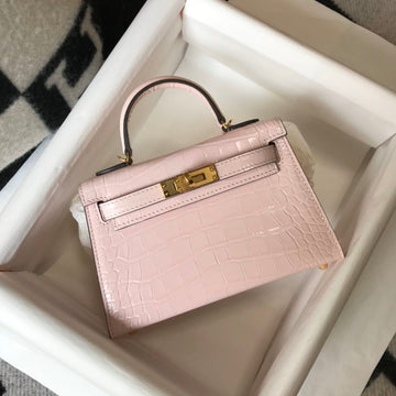 Top Quality Kelly Pink For Women Gold Toned Hardware 7.8in/20cm