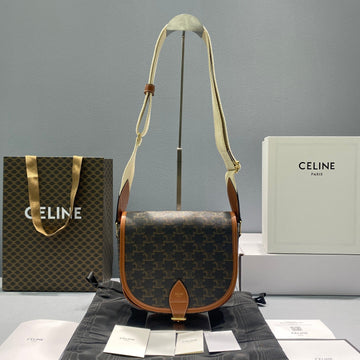 Top Quality Large Strap Folco Bag In Triomphe Canvas Brown For Women 9in/22cm 196932BZJ.04LU