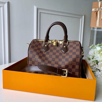 Top Quality Speedy Bandouliere 25 Damier Ebene Canvas For Women,  Shoulder And Crossbody Bags 9.8in/25cm Top Quality N41368