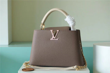 Top Quality Capucines BB Taurillon Smokey Brown Green/ Creme/ Pink For Women, WomenÂs Bags, Shoulder And Crossbody Bags 10.6in/27cm Top Quality