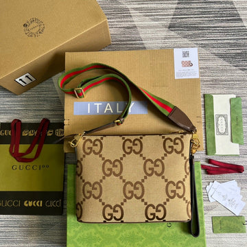 gg Jumbo gg Messenger Bag Camel And Ebony Jumbo gg Canvas For WomenÂ  9in/24.5cm gg 703468 92THF 1000