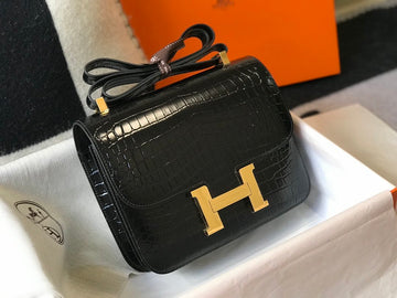 Top Quality Constance 23 Pattern CrocoTop Qualityle Black For Women, Handbags, Shoulder Bag 9in/23cm