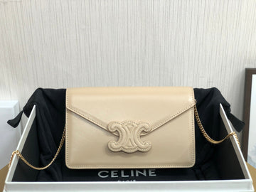 Top Quality Wallet On Chain Triomphe Beige For Women 7in/19cm 